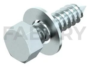 Hexagon tapping screw with cone end and captive washer Steel Zinc plated