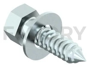 Hexagon tapping screw with cone end and captive washer Steel Zinc plated